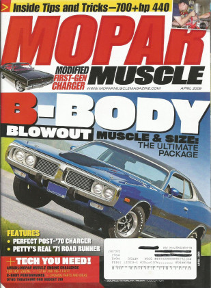 MOPAR MUSCLE 2009 APR - NASTY 440 BUILD-UP, 66 HEMI & 73 340 CHARGERS 